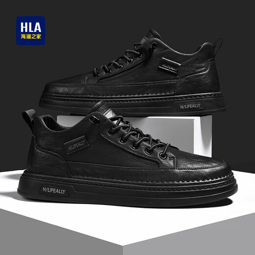Heilan House Men's Shoes Autumn and Winter Plus Velvet 2025 New Versatile Classic Sneakers Men's Soft Soled Business Casual Leather Shoes Commuting Shoes for Men Black 42