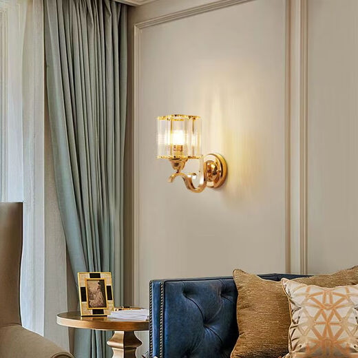 Yilin's new modern minimalist bedroom bedside lamp light luxury crystal wall lamp living room study corridor aisle stairwell lamp 15 models with LED three-color light 12W