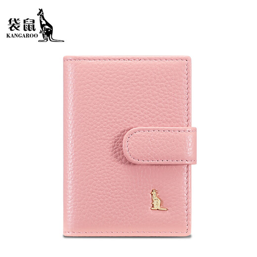 Kangaroo card bag women's genuine leather large capacity card case 2025 new women's ID storage bag pink small card bag cherry blossom powder [22 card size large capacity]