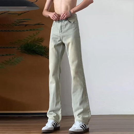 Digada American Retro gelbe Schlammjeans Mikroflüsse plus Samt Jeans Herren Herbst- und Winter gebratene Herbsthosen Männer lässig gerade DFFS-749 gelbe Schlamm + 701 Schwarz M [Empfohlen 95 Jin [Jin gleich 0,5 kg] -110 Jin [Jin gleich 0,5 kg]]