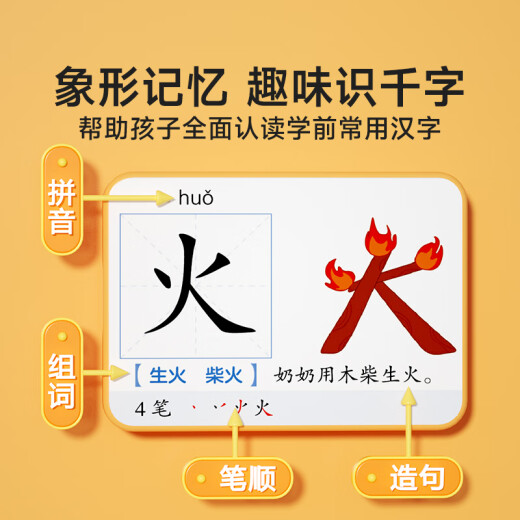 【时光学】幼儿象形识字1600字 早教启蒙幼小衔接语文早教书学前班大班儿童2-8岁幼儿识字象形1600 【全4册】象形识字1600字+全脑开发12004