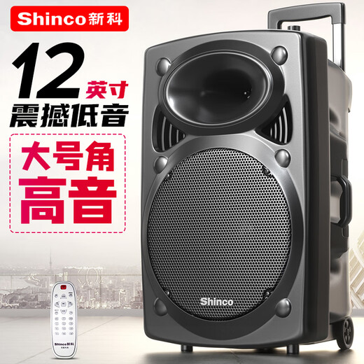 Xinke Square Dance Audio High Power Subwoofer Mobile Outdoor Karaoke Bluetooth Trolley Microphone 12-inch Speaker Amplifier Wireless Microphone Stall Speaker 12-inch Subwoofer Remote Control + No Microphone