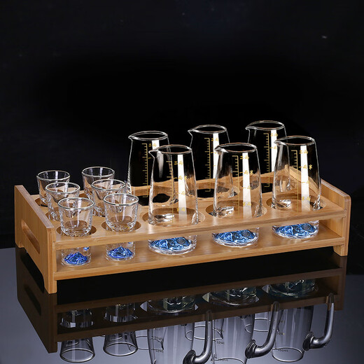 Lanyuan Crystal Glass Blue Mountain Wine Splitter White Wine Glass Household Wine Set Light Luxury Chinese One-cup Small Wine Cup Spirits Single-Layer Rack 6 Pots and 6 Cups Blue Mountain Wine Set