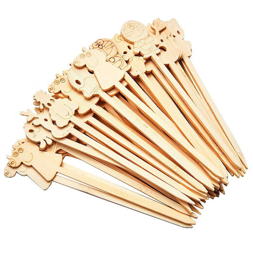 Suncojia candied haws skewers, bamboo skewers, fruit dessert skewers, Oden cooking skewers, barbecue skewers, children's cute cartoon bamboo skewers, 50 pieces