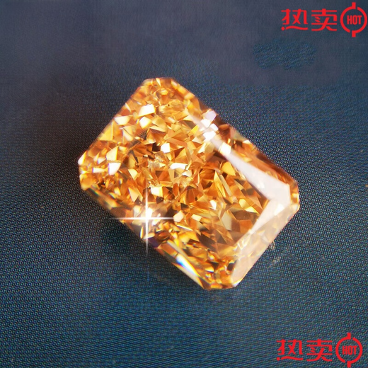 Chishe Radiant rectangular champagne gold high carbon diamond ring pendant bright red pure bare stone not inlaid 10X14mm Radiant 10X12mm