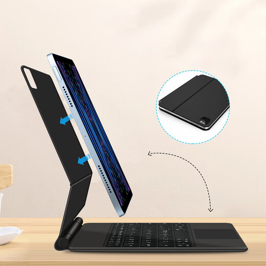 AJIUYU适用iPad键盘iPad Pro 11妙控键盘Air4/5 10.9英寸平板电脑保护套悬浮磁吸蓝牙触控背光键盘皮套 曜石黑【悬浮妙控键盘】 25款iPad Air13英寸M3平板A3271
