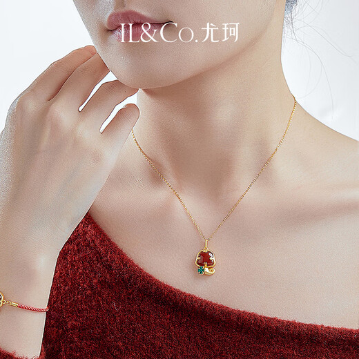 IL&CO Youke Good Luck Cute Snake Zodiac Year Snake Silver Necklace for Girl Birthday and New Year Gift for Girlfriend and Wife Agate Zodiac Year Snake Necklace