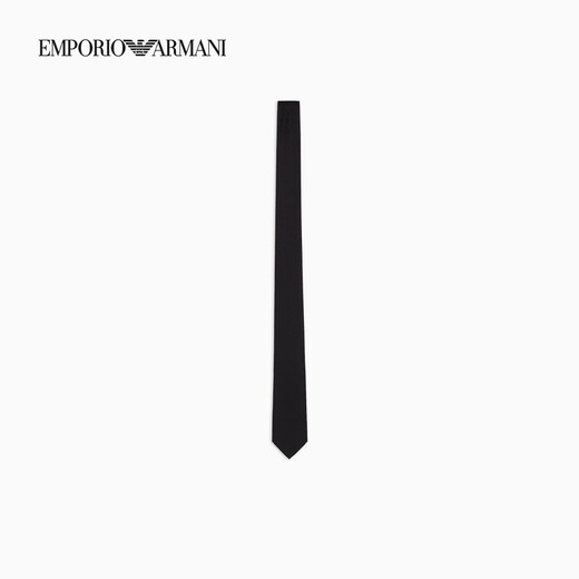 EMPORIO ARMANI/阿玛尼官方旗舰新款男士通体Logo提花桑蚕丝正装手打领带25夏季 00020-黑色