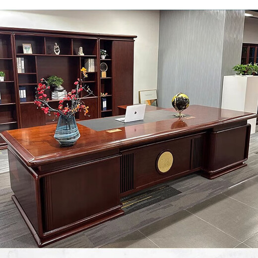 Kong Qiu Mingge New Chinese Style Boss Desk Executive Desk Table and Chair Combination President Desk Chairman Leadership Office Furniture 2.4 Meter Boss Desk