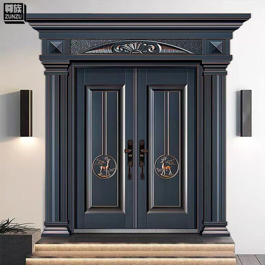 维诺亚别墅大门双开门仿家用入户门农村自建房乡村庭院进户门 款式1 测量详细咨询客服 颜色可