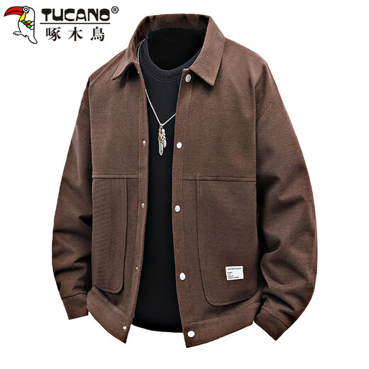 Woodpecker (TUCANO) jacket men's autumn and winter jacket casual loose high-end handsome lapel work clothes men's black XL