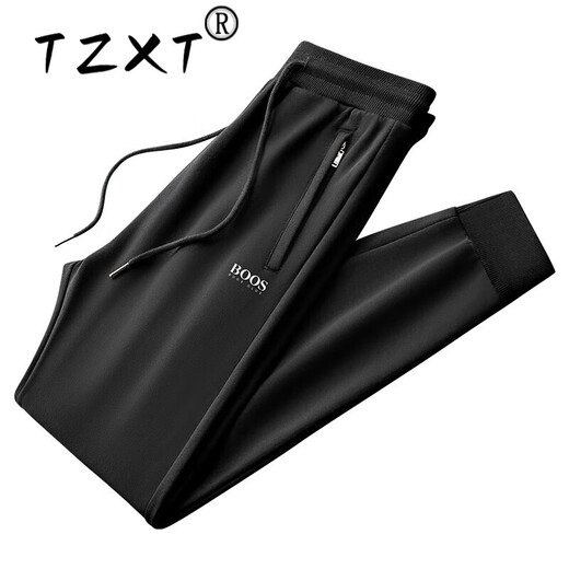 TZXT light luxury pure cotton casual sports pants men's loose spring and autumn new business large size plus velvet thickened leggings sweatpants trendy navy spring and autumn 3XL