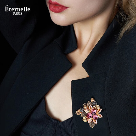 Eternelle French Eternal Austrian Crystal Brooch High-end Light Luxury Jewelry European and American Retro Corsage Simple Lapel Pin