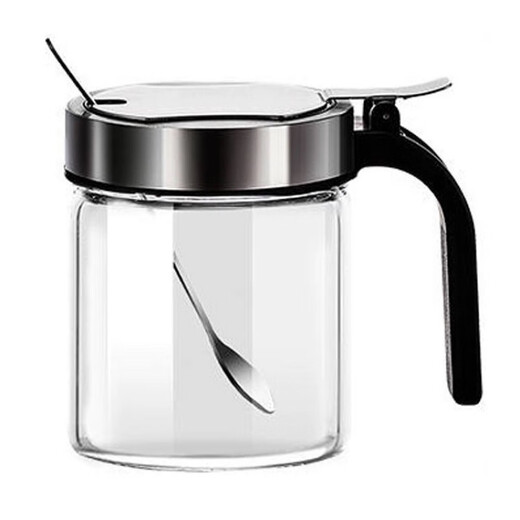 Fanxiang 304 stainless steel seasoning set large capacity kitchen household glass seasoning bottle salt shaker storage seasoning combination 304 stainless steel lid * 4 free spoon + label