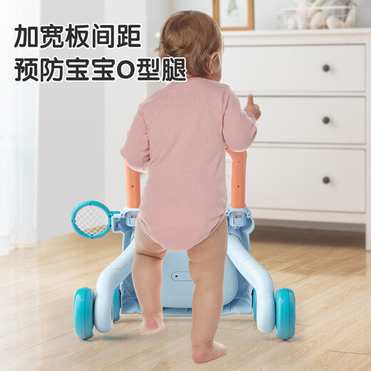 贝初众学步车防o型腿婴儿2025款7个月以上宝宝学步推车儿童防侧翻助步车 蓝【电池款】多功能学步车 颗粒把手/增重水箱设计/带卡扣