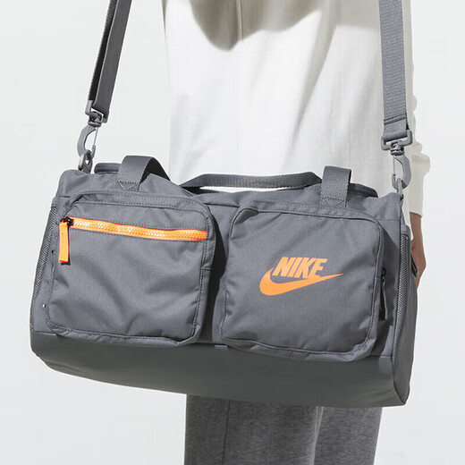 耐克（NIKE）手拎包男包女包新款健身包桶包行李包大容量斜挎包运动旅行单肩包 BA6169-084/烟灰/荷兰橙 MISC