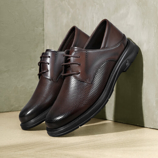 Belle Commuter Business Shoess Cow Wide Hombres de cuero de cuero transpirable y cómodo A1475BM4 Negro 42
