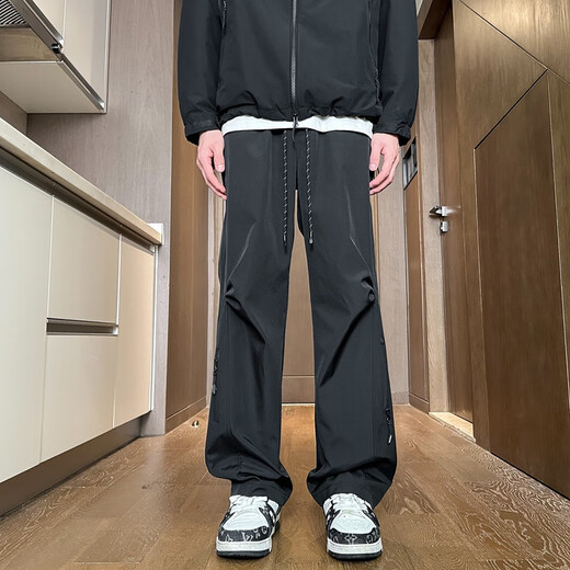杉努（SHANNU）冲锋机能裤子男春秋冬季美式工装防泼水防风伞兵休闲长裤 K736黑色 L