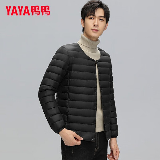 YAYA Lightweight Down Jacket Men's 2025 Winter New Fashion Slim Fit Versatile Warm Laminated Inner Jacket Liner Black L
