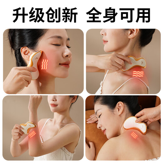 Hezheng Electric Gua Sha Instrument, Electric Gua Sha Board, Shaving Instrument, Massager, Full Body Massage Hot Compress Gua Sha Artifact, Birthday Gift for Girlfriend, Parents, Elders G2