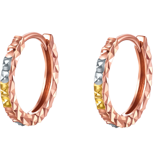 Saturday Fu 18K gold earrings for women three-color gold earrings KI091470 pair birthday gift