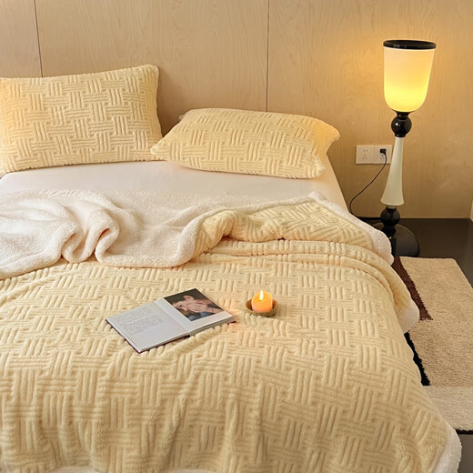 Milk Velvet Blanket Quilt Winter Thickened Plush Nap Blanket Sofa Cover Blanket Air Conditioning Blanket Single Shawl Small Blanket Rice Fragrant Yellow Thickened Lamb's Velvet Super Soft Waxy Super Warm 120x200cm Baby Blanket Soft and Waxy Close-fitting Can Be Spread or Covered
