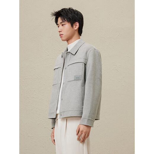 GXG Men's Vêtements, simple veste courte à double face en laine lâche à double face pour le style nouveau hiver de 23 ans, couleur de fond gris m