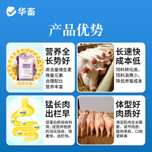 Huazhu 4% fattening pig premix for fattening pigs, veterinary digestion and absorption, good body shape and good premix 1 bag