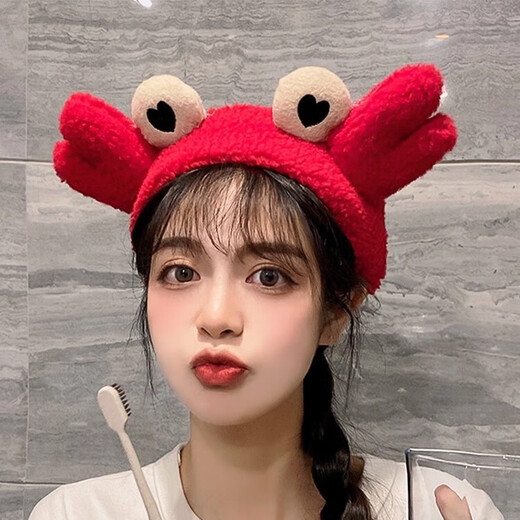 Celebrity's same type of face wash and facial mask, special pressure headband, hair bundle for women, autumn and winter plush hair hoop, hairpin, hair hole, 10 brown bear ear headband