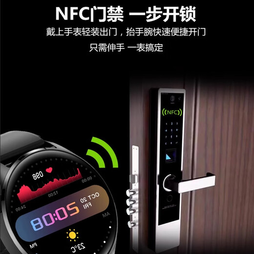 
Huaiwai HUAIWAI smart watch Watch 3 top-end version can call multi-function NFC access control sports running long battery life heart rate blood pressure healthy sports watch men and women Moonlight silver + high-definition protective film