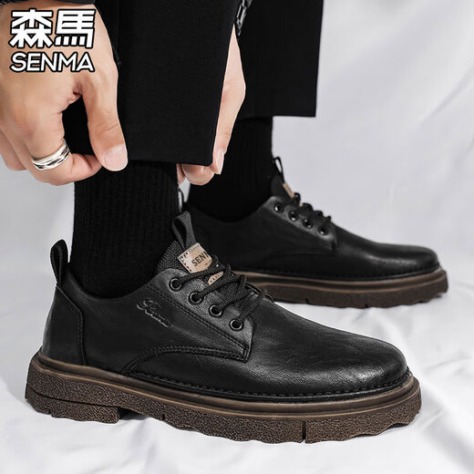 Semir men's shoes 2025 new autumn and winter British business casual leather shoes men's fashion retro work shoes low-top Martin boots black brown 40 standard leather shoe size