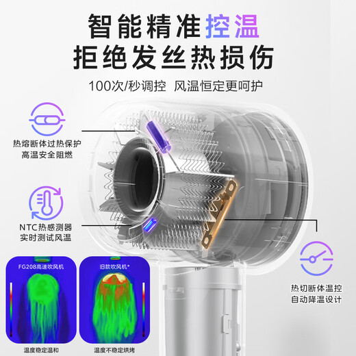 Midea Hair Dryer Home Negative Ion High Power Will Not Damage Hair Hair Dryer High Speed Hair Care Hair Dryer Blowing Set Dryer Back-to-School Mid-Autumn Festival Gift Birthday Gift 3.9 Billion Plasma Hair Care丨Sterilization and Mite Removal丨NTC Intelligent Warm-Silver