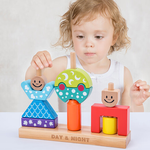 Kamilong Children's's Education Early Education Day and Night Building Blocs Plug dans Baby Bunny Magic Box Toys 2-6 ans 3 Blocs de construction de jour et de nuit de conseil créatif [Small]