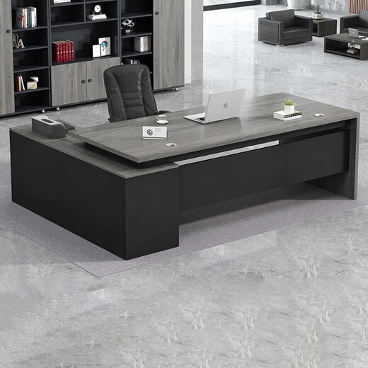 AOVIELOAN Desk Simple Modern Manager Desk Office Furniture Executive Desk President Supervisor Desk and Chair Combination Boss Desk Gray Oak Total Length 180+ Width 80+ Side Cabinets