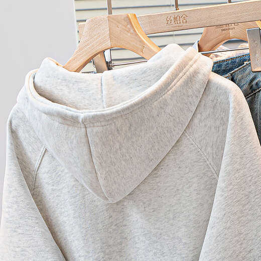 Sibaishe hooded sweatshirt 2025 new winter wear women's loose style flesh-covering plus velvet warm short top