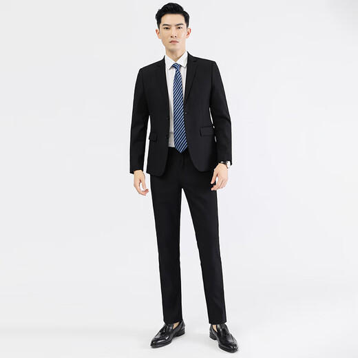 Ayo Fat Business Commuting Suit Slim Interview Suit Wedding Groom Fashion Dress Black 3XL