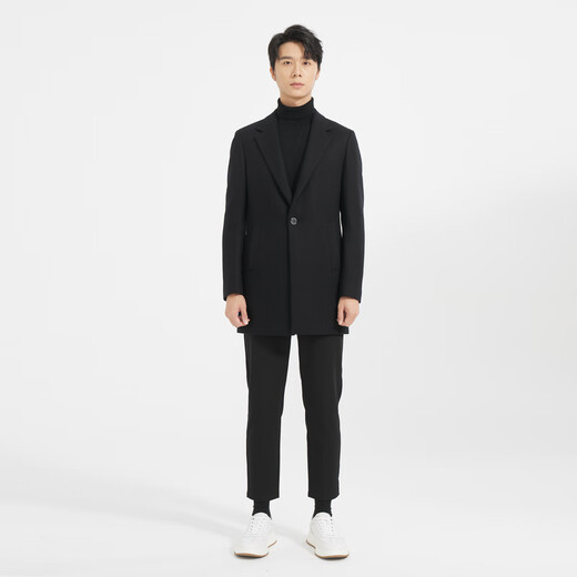 Lilang Light Fashion Men's Clothing [Far Infrared Warm] Woolen Coat Men's Long Knitted Wool Jacket Q4DYR204 Black M (165)