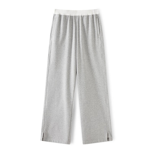 Cloud Life [0 sense of drooping pants] Solona straight-lid flesh elastic waist sports casual pants 2025 autumn K9853 flower gray S