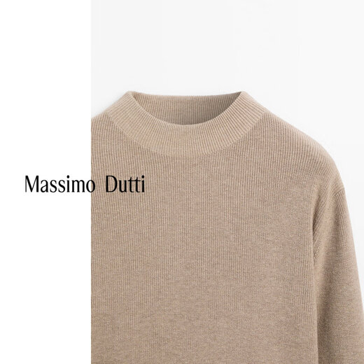 
Massimo Dutti discount upgrade 2025 men's casual simple style turtleneck sweater pullover knit sweater 00927390 Taupe M (2)