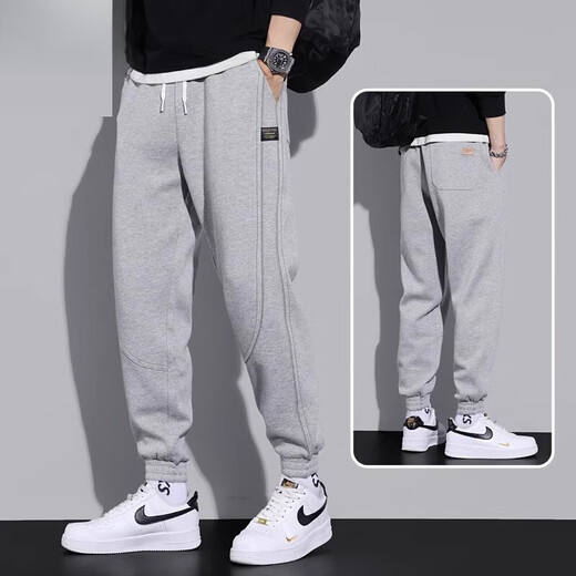 
Woodpecker brand sports cotton sweatpants for men 2024 new style youth spring and autumn style trendy casual loose long pants for men 6636 gray M