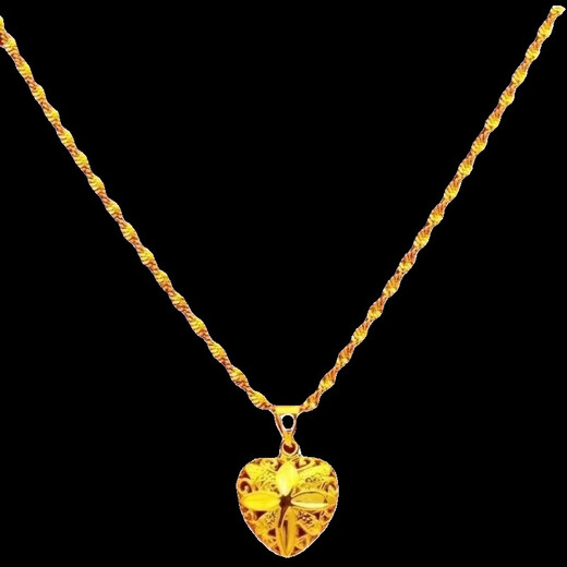 Hong Kong genuine real gold necklace for women 9999 pendant 24 pure sand gold love will not fade for a long time rose water drop love necklace 8g