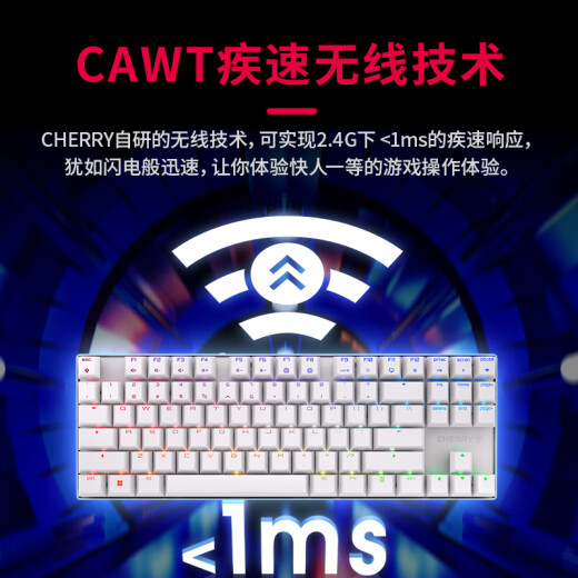 CHERRY Cherry Keyboard MX8.2 Wireless Keyboard Three-mode Mechanical Keyboard Bluetooth Keyboard Gaming Keyboard Office Keyboard 87 Keyboard RGB Color Light Aluminum Alloy Keyboard Pink Tea Roller