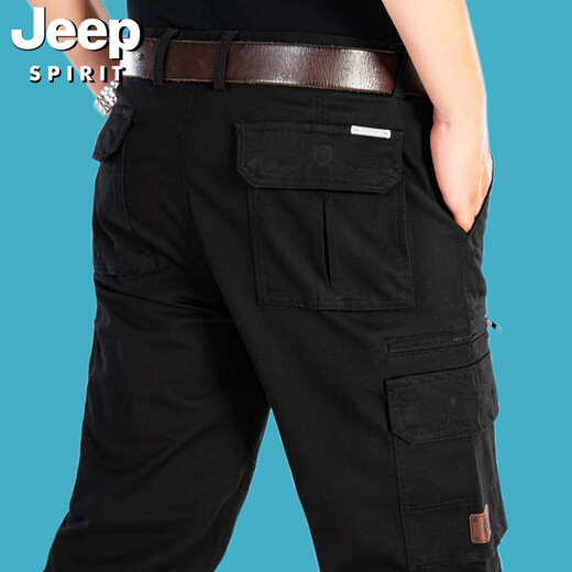 吉普（JEEP）休闲男裤直筒宽松工装休闲裤多口袋长裤春夏薄款裤子B9923 A9923黑色秋冬款 32