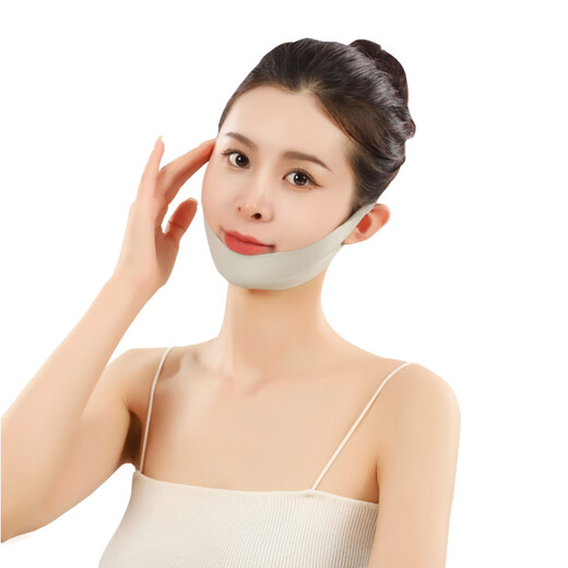 肯臻韩国瘦脸绷带小v脸神器法令纹睡眠面罩提拉紧致面部提升美容面罩 挂耳式灰色款+弹力绳