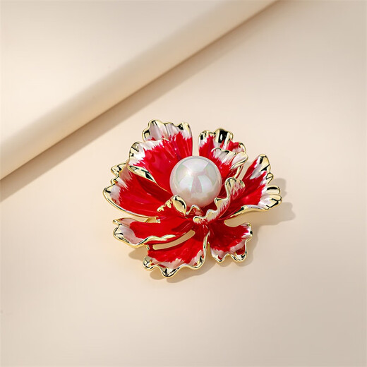 Qlady peony flower brooch high-end women's sweater corsage anti-exposure pin coat suit accessories silk scarf button birthday gift