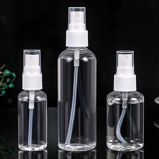 Sprühflaschen -Reise -Abfüllung transparenter Blumenentau Wasser Parfüm Alkohol tragbares Plastik Press kleines Spray Dose klein [30+50+100] ml eine Flasche jeweils