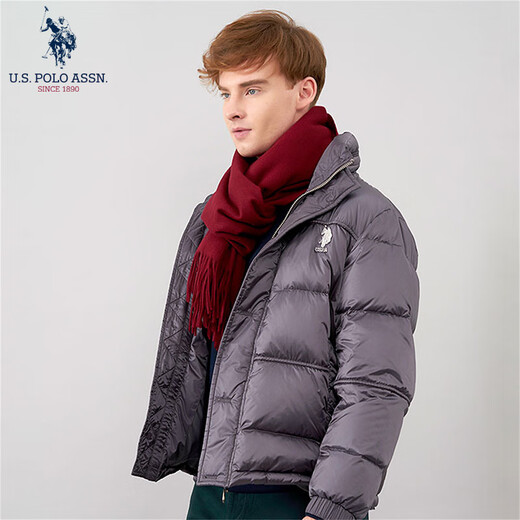 U.S. POLO ASSN.US保罗羽绒服男中青年外套连帽冬季保暖白鸭绒工装外套男百搭男装 黑色7028 M 165（105-120斤左右）