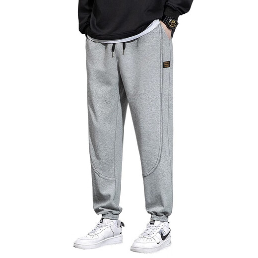 
Woodpecker brand sports cotton sweatpants for men 2024 new style youth spring and autumn style trendy casual loose long pants for men 6636 gray M