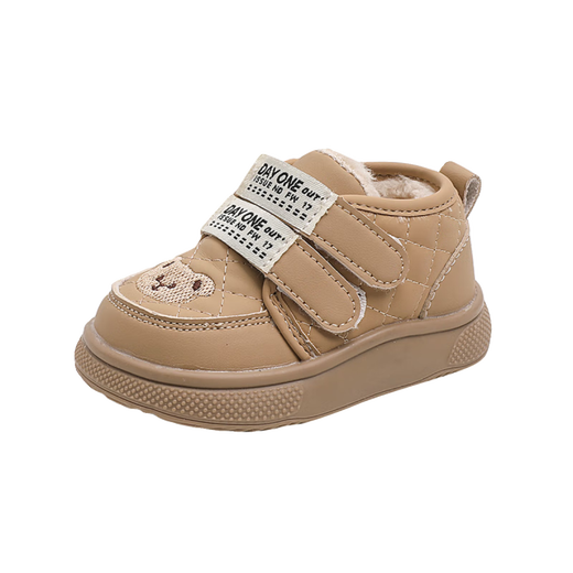 Terranis Yangma recommends toddler shoes for boys, non-slip, plus velvet, warm bear style, girls, soft bottom, winter, infants and toddlers, warm - thick velvet, khaki_winter 15 cm inner length_size 24