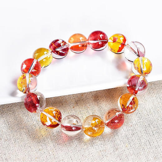 SHIMAO Level Natural Fire Natural Phoenix Feather Fantasma Fantasma Bovino Bovino Rojo Rose Rojo Koi Flor Pulsera Temperamento de pareja 1105 Koi Gum Flower 11.2 mm
